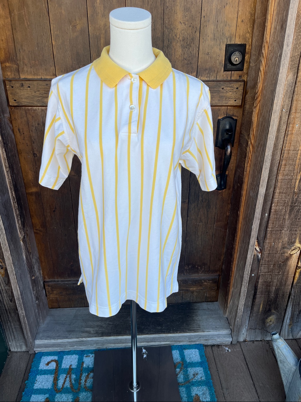 Elandale Traditional American Golfwear Xs Yellow And White Stripe Polo 2405
